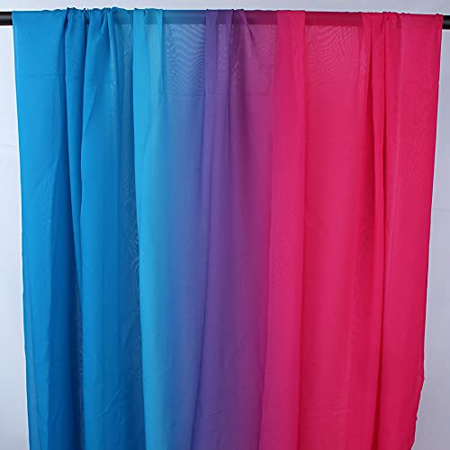 Ombre Stoff 2-Ton-Farbverlauf 100D Chiffonstoff, zur Herstellung von Tanzbekleidung, Kostümen, 150 cm breit, Meterware (Blau Fuchsia)
