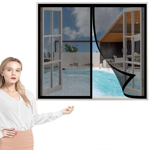 Magnetic Screen Window 60 x 100 cm(24 x 39inch), Fly Screen Mosquito Window Screen, Easy to Install for Kitchen/Bedroom/Room Window, Black
