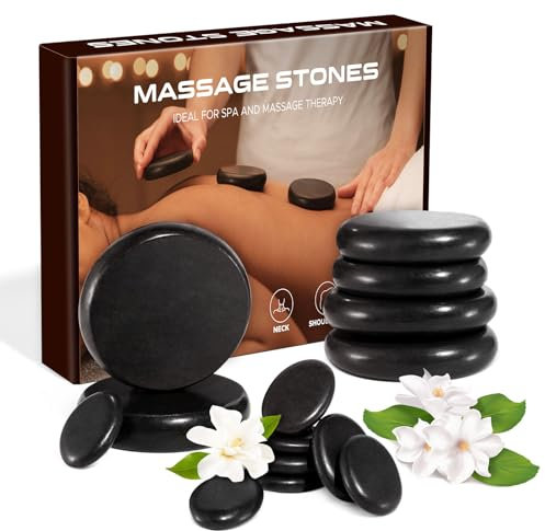 14Pcs Hot Stones Massage Kit, Hot Rocks Basalt Massage Stones for Home Spa Warming Therapy Relaxing