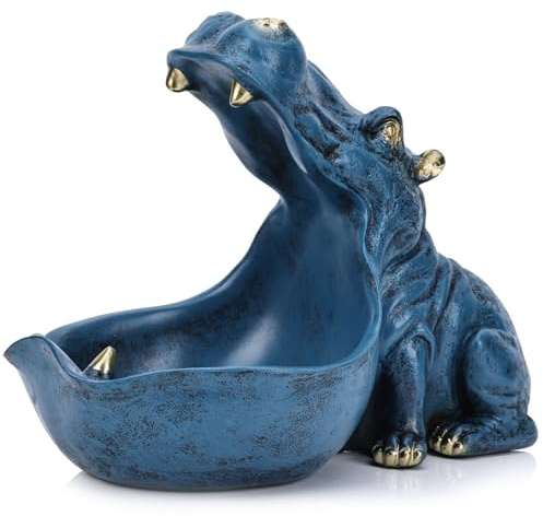Harz-Nilpferd-Statue für den Eingang, Mehrzweckhalter zur Aufbewahrung von Schlüsseln, Süßigkeiten, Schmuck und Ohrringen – perfekt für Heimdekoration, Moderne Kunst, Esstisch, Regaldekoration.