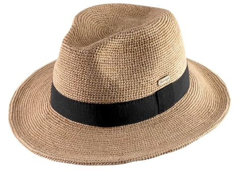 Bon Clic Bon Genre Chapeau Fedora Paille Pliable, Homme ou Femme Justin Raphia - Taille M