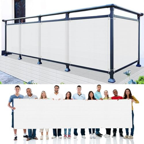 GAIFNAG Sichtschutzmatte, Sichtschutz Balkon 125 x 500 cm Balkonverkleidung Sichtschutz, Kunststoff Balkonverkleidung Wetterbeständiges Und Pflegeleichtes für Balkon Terrasse Garten, Weiß