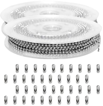 MAEXUS® Kugelkette Edelstahl, 2.4mm Perlenkette, Verstellbare Länge bis 10M, Silber, Schmuckkette, Kette, Kugelkette, für Herren, Schlüsselanhänger, Dekoration, DIY-Projekte