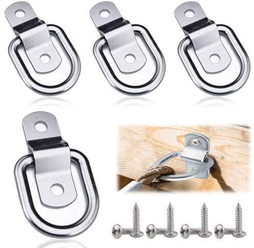 TuseRxln D Ring Zurrösen Zurring Augplatte,4 Stück Körper Ring Gurt Schrauben, Heavy Duty Gurt Eye Aussparung für Anhänger, LKW, Marine Zubehör, Automotive