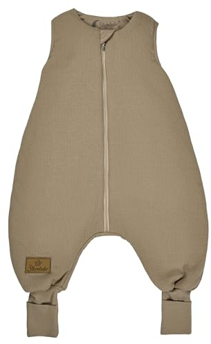 Sterntaler Schlafsack mit Beinen 80/86 - Kinder und Baby Schlafsack aus Jersey in Waffeloptik gefüttert mit Jersey, mit Armen und Beinen, leicht wattiert, 2-Wege-Reißverschluss, TOG 2,5 - sandfarben