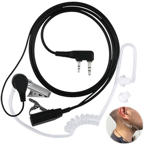 Cuffie Walkie Talkie 2 Pin Auricolare con Tubo Acustico Trasparente Cuffia Headset Compatibile con Kenwood Radio Bidirezionale BAOFENG UV5R 888S RT24 RT27 HESENATE HT999