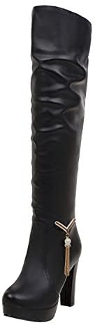 Stivali di Gomma Donna Stivaletti Donna Pelle Stivali Neve Donna Stivali Donna Alti Fino al Ginocchio di Jeans Stivali Donna Tacco Alto e Plateau Stivaletti Donna Texani Scarpe Invernali