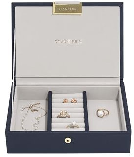 Stackers Navy Blue Mini Jewellery Box Lid