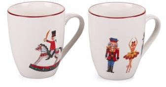 Villa d'Este Home Tivoli Becher mit Henkel 320 ml Porzellan New Bone China Xmas Rhapsody 2er Set