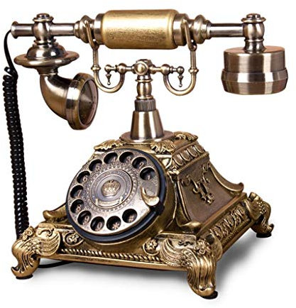 NBVOKLEAD Vintage Phone/Retro Telephone with Wood Functional Rotary Dial,Corded Phones Bronze Metal Finish Office Telephone Phone Home Living Room Decor