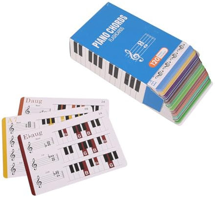 Roxvue Klavierakkorde, Klavierakkorde-Tabelle, Lernkarten für 120 Akkorde, Unterhaltsame Lernkarten für Klavier, Musiklerner