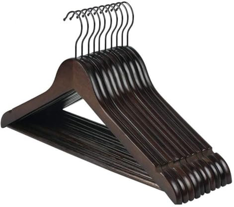 Rutschfeste Kleiderbügel, strapazierfähiger Kleiderbügel aus Holz in glattem Retro-Finish, Anzughosenstange aus Holz in Boutique-Qualität und besonders glatt geschnittenen Kerben, 360°-Haken, 10er-Pac