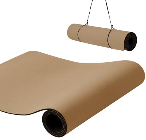 Narwhal Yoga Matte korkmatte Yogamatte Gymnastikmatte Sportmatte Fitnessmatte Rutschfest Trainingsmatte 183 x 61 x 0.6 cm Nachhaltige Kork Matte