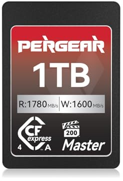 PERGEAR Professional Master Series 1TB CFexpress 4.0 Type A Memory Card | Up to 1780MB/s Read Speed & 1600MB/s Write Speed for 4K 120P, 8K 30P Video Recording, Compatible with Sony Alpha & FX Cameras