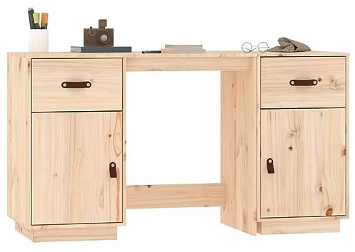 Schreibtisch mit Schränken 135x50x75 cm Massivholz Kiefer Gamer Schreibtisch Desks Küchentisch Kleiner Schreibtisch für Arbeitszimmer Küche Wohnbereich Schlafzimmer