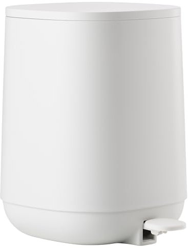 Zone Denmark Time Mülleimer fürs Badezimmer, Kleiner Kosmetikeimer, Abfalleimer mit Deckel, Durchm. 20,8 cm, Höhe 27,5 cm, Fassungsvermögen 3 Liter, Weiß