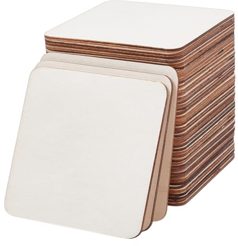 MAYJOYDIY 40 Stück Dünne MDF Holzspäne 12x12cm Unbehandelte Quadratische Holzstücke MDF Holzplatten Blanke Natürliche Holzscheiben Zum Bemalen von Graffiti Zur Heimdekoration Heimwerkerarbeiten