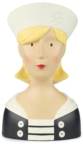 ETC Baden Import Ladykopf Dekokopf Dekobüste Dame als Matrosin mit weißem Matrosenhut
