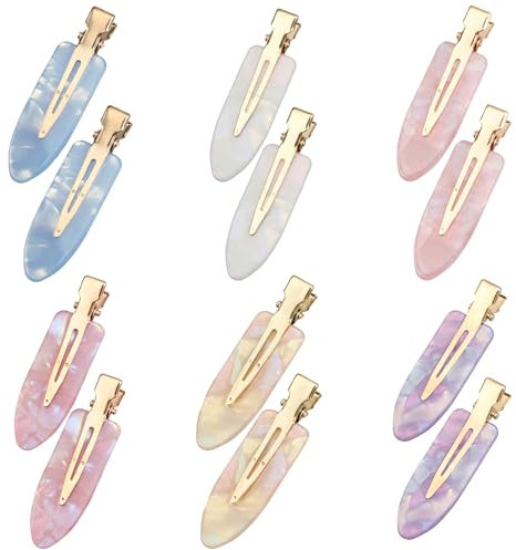 12 Stück Keine Biegung Haarspangen Keine Falten Haarclips Nahtlose Haarspangen Make Up Haarclips Acrylharz Flache Haarklammern Bunte Pony Haar Clips Haar Styling Haarspangen Haarschmuck