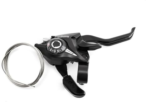 Generisch Fahrrad Schalt Bremshebel Shifter rechts 9-fach ST-EF51-9R | 2 Finger Schwarz Inkl. Schaltzug 2000mm