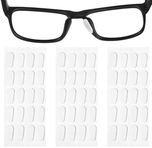 Giantree 30 Paar Silikon Brillen Nasenpads, Selbstklebend Silikon Nasenpad, Anti Rutsch Brillenpads Adhesive Nasenpads Brillen-Pads für Vollrahmen Brillen & Sonnenbrillen (1mm, Weiß)