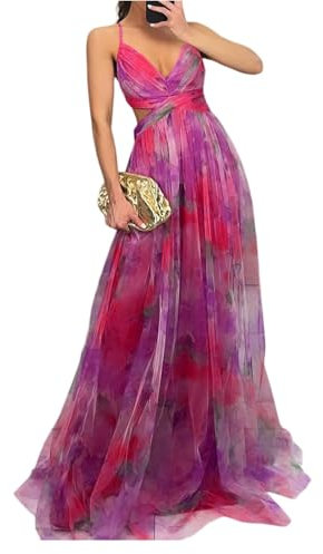Générique Robe Longue Boheme Mariage Été Robe Coton Chemise Courte col en V Vetement Femme Ete Fluide Plage sans Manches Summer Dress Mes Commandes Rose Vif S