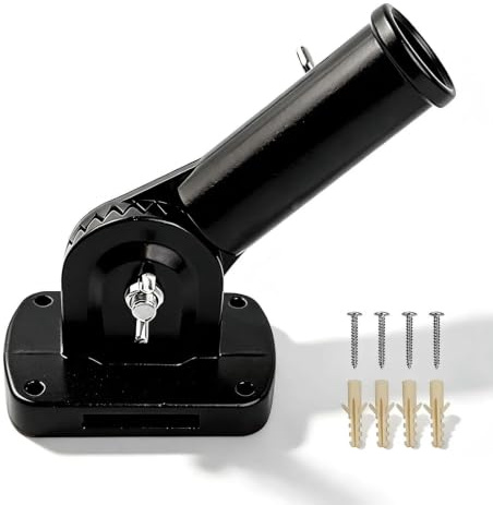 DIYCUT Fahnenhalter Verstellbar, 26,8mm Durchmesser (Schwarz) | Aluminiumlegierung Wandhalterung für Fahnenmast, Fahnenmasthalterung, Fahnenmasthalter, für Balkon, Garten, Gewerbe