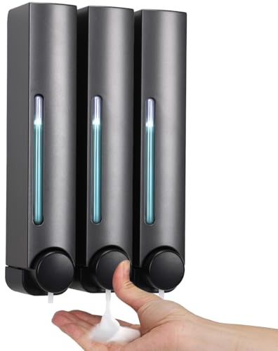 Seifenspender Wandbefestigung - Seifenspender Dusche 3er Set 380ml Duschgel Spender Ohne Bohren,mit Wandhalterung Selbstklebend für Home Hotel Badezimmer Duschspender (Grau)