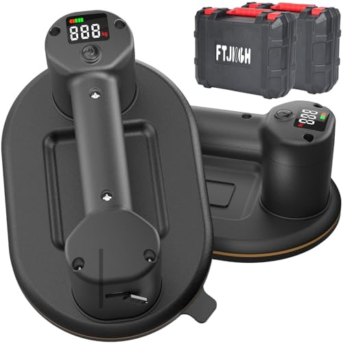 Electric Glass Suction Cup Lifter, 2Pack Glass Sucker Lifter Tile Suction Cup Lifter, 300kg/662lbs Max Load Heavy Duty Suction Cups, LCD Display&4000 mAh Battery with Dual Motor for Glass/Tiles