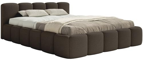 Selsey Polsterbett 180x200 cm Modernes Design, Stabiler Metallrahmen mit Gasdruckfedern Legend-Stoffbezug in Braun Bett mit Bettkasten Maximale Belastung 250 kg