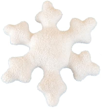 Xiyocadt Weihnachtskissen Schneeflocke plüsch,weihnachtsdeko Kissen,3D Plüsch Schneeflocke Dekokissen,Schneeflockegeformtes Kissen für Couch Sofa Bett Wohnzimmer Dekoration (40cm,Weiß)