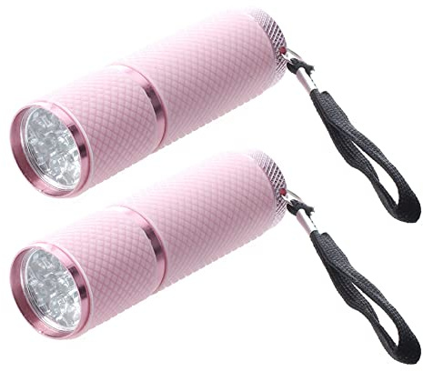 Iegefirm 2X Outdoor Mini Pink Rubber Coated 9-LED Flashlight Torch