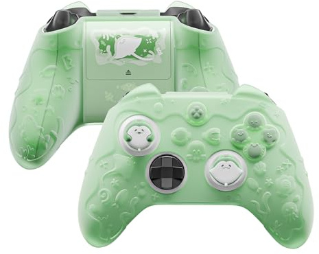 playvital Coque pour Xbox Series X S Manette Grip,Vert Pastel | avec Capuchon Joystick & Autocollant Semi-Transparente Housse de Protection pour Xbox Core Wireless-Série Murmure Océanique
