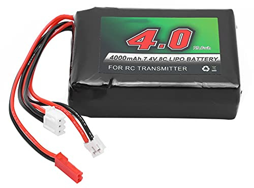 Aumotop 7.4V 4000mAh 8C RC Transmitter Rechargeable Lipo Battery for Spektrum DX9 DX8 DX7 DX6E Remote Controller, Lithium Battery for Extended Playing Time