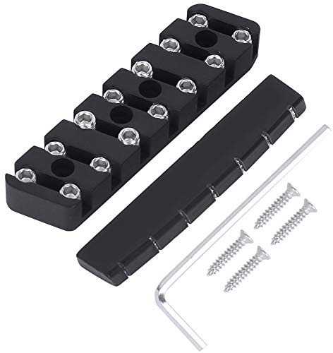 E-Gitarren-Sattel GA888/GA889, 7/8-Saiten-Kontermutter ohne Kopf, schwarz beschichtetes Messing mit Kamelknochen-Sattel, kompakte Struktur zur Befestigung von Gitarrensaiten, (7-Saiter GA888)