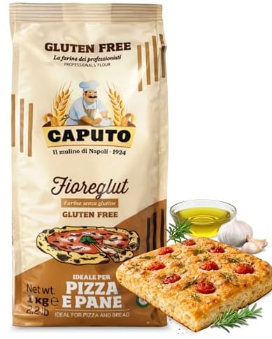 Harina Sin Gluten FioreGlut Caputo, Origen Italiana, ideal para una buena pizza o de un pan aromático, Sin Gluten, Sin Lactosa, Sin Huevos, Proteina 1%, Contiene 1 unidad de 1 Kg