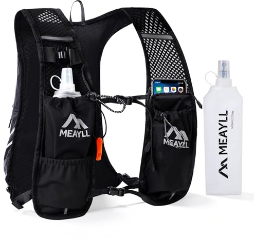 Running Vest Women & Men, Hydration Vest with 500ml TPU Water Bottle, Lightweight Comfortable Running Backpack, 7L Capacity Fits 2L Bladder for Trail Running Cycling Hiking Marathons