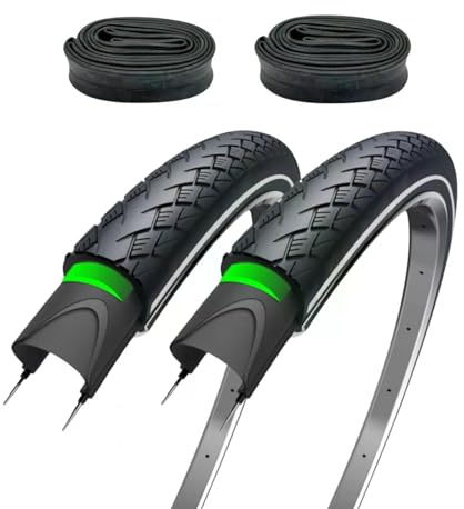 F24Tyre 2er Set Fahrradreifen 28x1,75 Zoll mit Autoventil Schläuchen AV