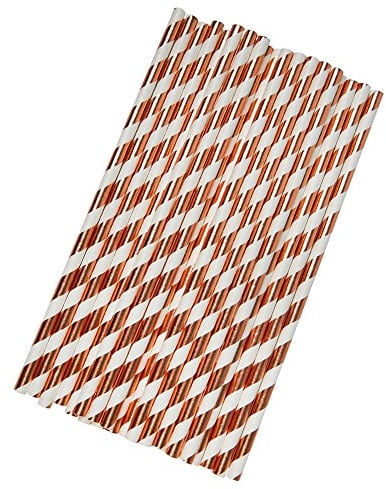 Neviti – Geo Blush – pailles en Papier – Or Rose, Lot de 25