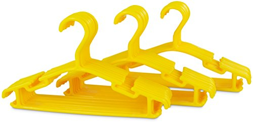Grinscard Kinder Kleiderbügel 30er Set - Kunststoff Gelb - Kinderzimmer Bügel 30 Stück für Kindermode & Babykleidung