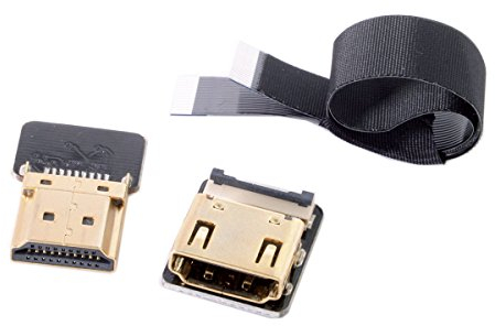 CYFPV - Cable HDMI recto tipo A macho a hembra FPC plano para fotografía de antena HDTV