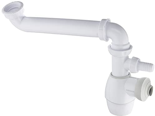 Wirquin 30721196 Siphon déporté télescopique Tout en un pour évier 2 bacs, blanc