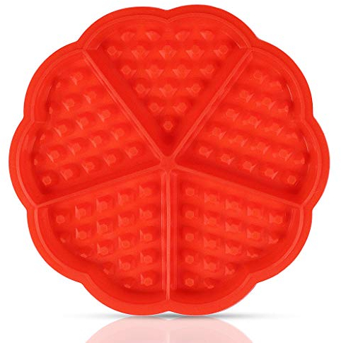 YOYUSH Waffle Baking Mould, Chocolate Mould, Silicone Baking Tool Round Red Non-Stick Muffin Pans