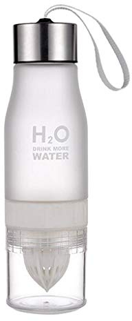 Tubayia 650 ml Presse-fruits Bouteille d'eau Presse-jus Gourde pour voyage, sport, bureau, maison (blanc)