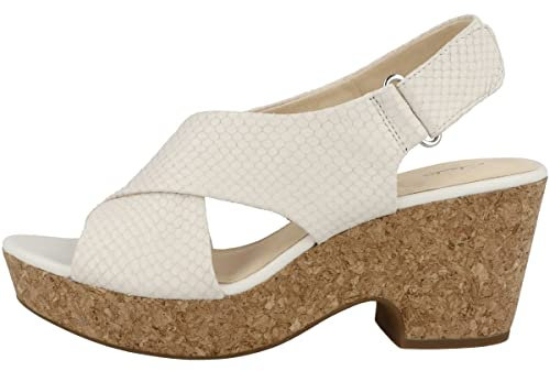 Clarks Maritsa Lara, Sandali Con Cinturino Alla Caviglia Donna, Bianco (White Snake White Snake), 36 EU