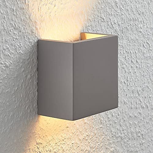 Lindby Beton Wandleuchte, Wandlampe Innen Smira (Modern) in Alu aus (1 flammig G9) - Wandstrahler Wandbeleuchtung Schlafzimmer/Wohnzimmer Licht nach oben & unten Wohnzimmerleuchte