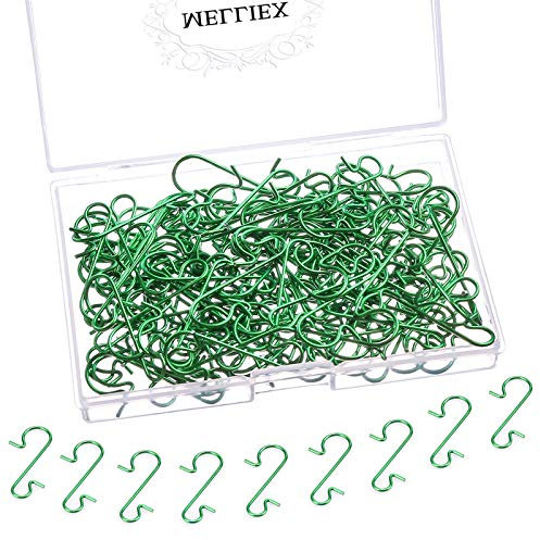 MELLIEX 120 Stück Kugelaufhänger, Weihnachtsbaum Haken Grün Christbaumkugel Aufhänger S-Haken Klein Ornament Baumhaken für Weihnachtskugel Mini Kleiderbügel Wiederverwendbare