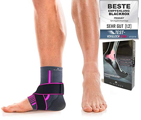 BLACKROX Sprunggelenkbandage, Vergleichssieger, Knöchelbandage, Sprunggelenk Bandage, Sport, Handball, Fußball, Volleyball, Fußbandage, Fussgelenkbandage Damen & Herren Links & Rechts (Pink, M)