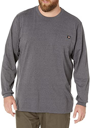 Dickies Men's Long Sleeve Heavyweight Crew Neck Work Utility T-Shirt, Charcoal Gray Heather, XL