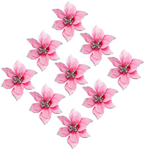 TOYANDONA 36 Piezas de Flores de Árbol de Navidad Artificial Glitter Poinsettia Adornos de Árbol de Navidad (Rosa)
